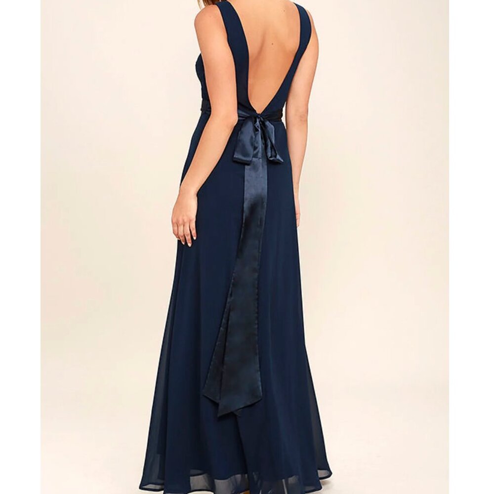 Lulus 'That Special Something' Open Back Navy Blue Maxi Dress